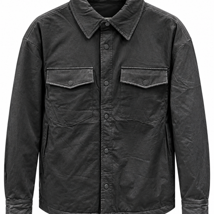 Giacca overshirt nera fronte