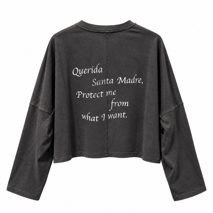 Longsleeve crop Madonna nero washed – retro
