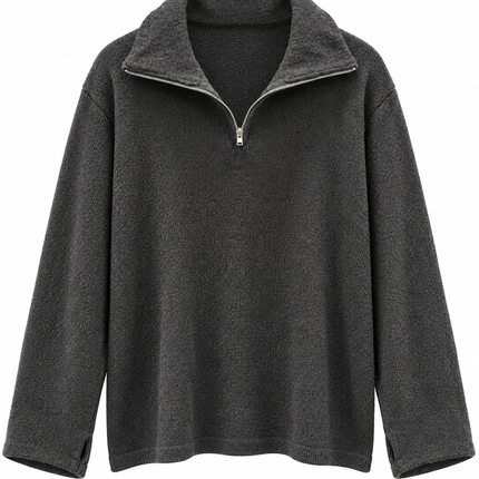 Maglia half zip antracite con maniche larghe dritte