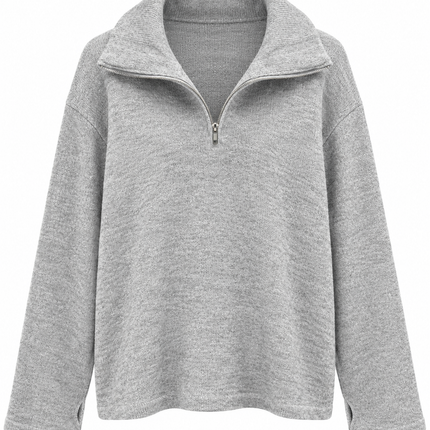 Maglia half zip grigio chiaro con maniche larghe