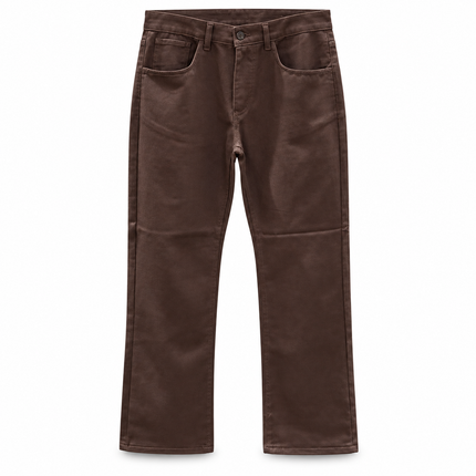 Pantalone marrone cioccolato, vista frontale su sfondo bianco