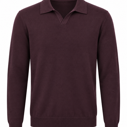 Polo bordeaux a manica lunga